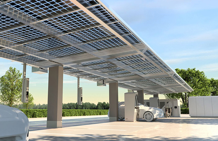 Solar Sky Park mit PV-Dach und Ladeinfrastruktur – Energie- und Mobilitätslösung von INNOVAMETALL